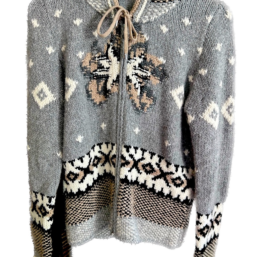 Bogner Sweater cardigan zip up hood Small